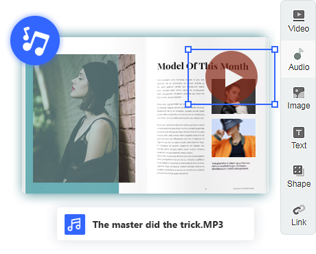 Import audio to flip PDF with online flipbook maker