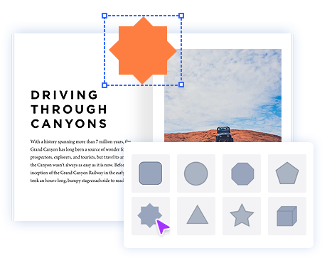 edit flipbook, insert shapes, flip book design, flipbook edit