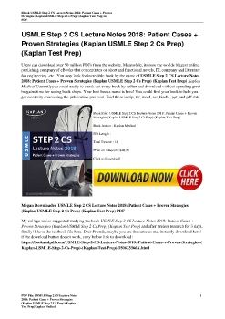 USMLE Step 2 CS Lecture Notes 2018: Patient Cases + Proven Strategies (Kaplan USMLE Step 2 Cs Prep) (Kaplan Test Prep)Kaplan Medical