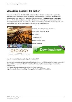 Visualizing Geology, 3rd EditionBarbara W. Murck