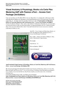 Visual Anatomy & Physiology, Books a la Carte Plus Mastering A&P with Pearson eText -- Access Card Package (3rd Edition)Frederic H. Martini, William C. Ober, Judi L. Nath, Edwin F. Bartholomew