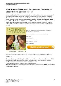 Your Science Classroom: Becoming an Elementary / Middle School Science TeacherMarion J. Goldston, Laura M. Downey