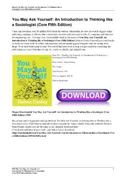 You May Ask Yourself: An Introduction to Thinking like a Sociologist (Core Fifth Edition)Dalton Conley