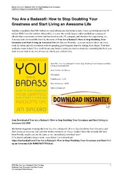 You Are a Badass®: How to Stop Doubting Your Greatness and Start Living an Awesome LifeJen Sincero