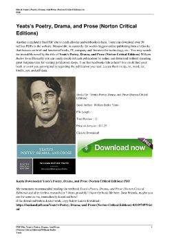 Yeats's Poetry, Drama, and Prose (Norton Critical Editions)William Butler Yeats