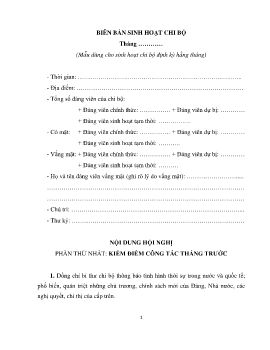 MAU BIEN BAN SINH HOAT CHI BO