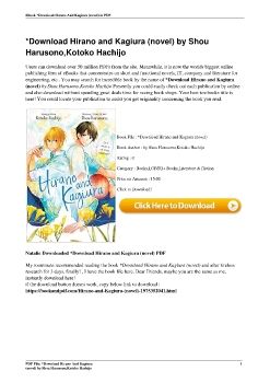 *Download<PDF> Hirano and Kagiura (novel) by Shou Harusono,Kotoko Hachijo