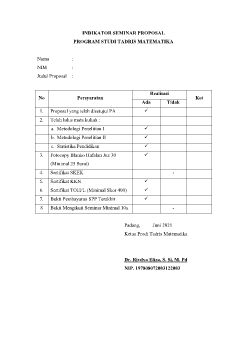E-INDIKATOR SEMINAR PROPOSAL