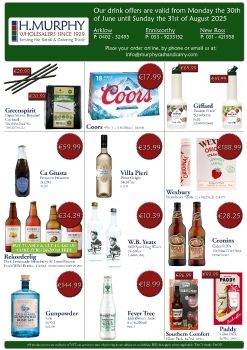 July & August Drinks Leaflet - H.Murphy Wholesalers