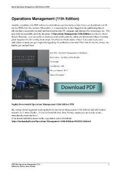 Operations Management (11th Edition)Jay Heizer, Barry Render