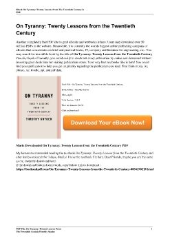 On Tyranny: Twenty Lessons from the Twentieth CenturyTimothy Snyder