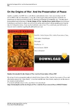 On the Origins of War: And the Preservation of PeaceDonald Kagan
