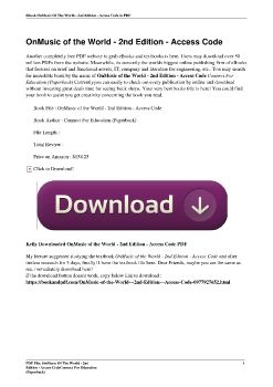 OnMusic of the World - 2nd Edition - Access CodeConnect For Education (Paperback)