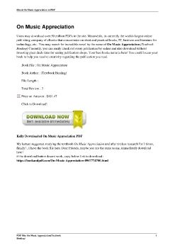 On Music Appreciation(Textbook Binding)