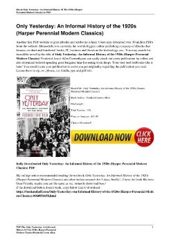 Only Yesterday: An Informal History of the 1920s (Harper Perennial Modern Classics)Frederick Lewis Allen